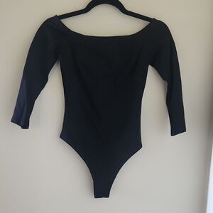 Lulu's Classic Black Off-Shoulder Bodysuit